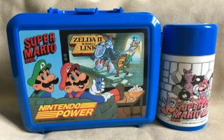 Vintage Mario Bros Zelda Ii Lunchbox Thermos 1989 Nintendo Power