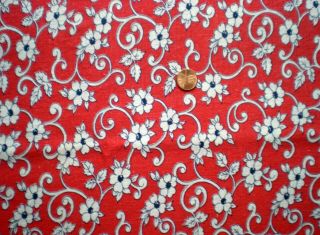 Floral On Red Full Vtg Feedsack Quilt Doll Clothes Sewing Craft