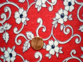 FLORAL on RED Full Vtg FEEDSACK Quilt Doll Clothes Sewing Craft 3