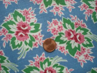 FLORAL Full Vtg FEEDSACK Quilt Doll Clothes Sewing Craft Fabric Blue Pink Green 3