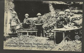 Wwi Postcard Salvation Army Making Donuts Under Fire