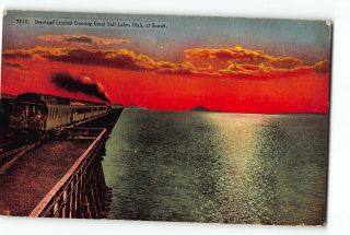 Overland Limited Crossing Great Salt Lake Utah Ut Postcard 1907 - 1915