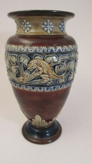 Antique Royal Doulton Lizard Stalking Bug Vase 1808 Signed Ae 7p?