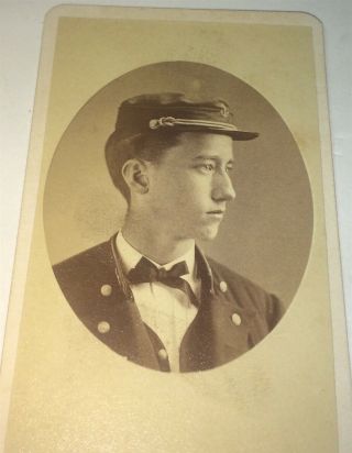 Rare Antique American Military Navy Academy Uniform Young Man Anchor Cdv Photo