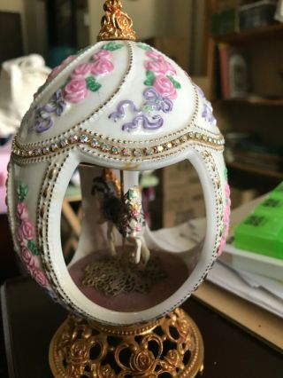 Franklin House Of Faberge Egg Musical Carousel 24k Accents Horse Box