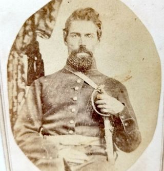 1860s Union army Civil War soldier with sword,  Kankakee,  Illinois,  CDV photo 2