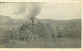 C - 1910 Farm Agriculture Steam Engine Tractor Occupation Rppc Photo Postcard 7032