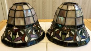 2 Arts & Crafts Style Stained Glass Light Shade Ceiling Fan Chandelier Sconce
