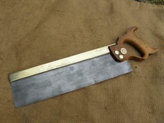 Antique English Brass Backed Dovetail Tenon Saw By Spear & Jackson C1930.