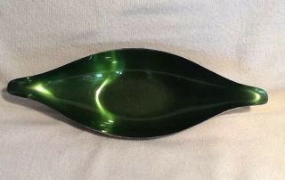 Mid Century Modern Wallace Silver Plate Enamel Clad Oblong Footed Bowl Dish Mcm