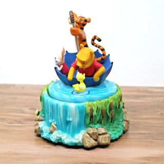 Disney Store Winnie The Pooh & Friends Floating in Umbrella Spinning Music Box 2
