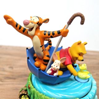 Disney Store Winnie The Pooh & Friends Floating in Umbrella Spinning Music Box 5