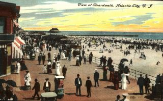 Boardwalk At Atlantic City Jersey Sidewalk Cart Pier Victorian Fashion 1910