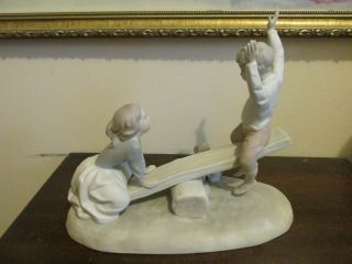 NAO By Lladro Spain Porcelain Figurine Girl & Boy On Seesaw Dog 4867 Matt 7