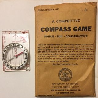 Vtg OFFICIAL BOY SCOUT COMPASS And Game NO.  1133 ORIG.  MADE IN Sweden/USA 2