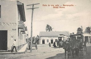 Barranquilla,  Colombia,  Street View,  Horse Drawn Trolley,  Carriage C 1904 - 14