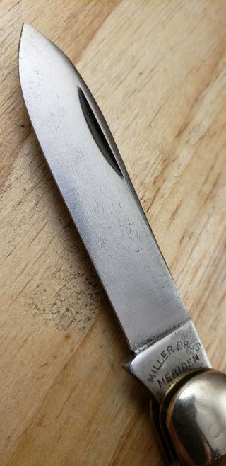 Vintage Miller Bros Knife/ Jigged Bone Equal End Jack Pocket Knife/ Meriden USA 2