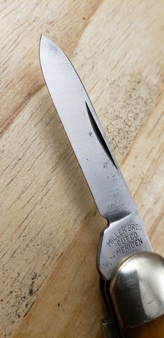 Vintage Miller Bros Knife/ Jigged Bone Equal End Jack Pocket Knife/ Meriden USA 5