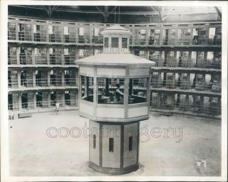 1936 Press Photo Central Control Tower Circular Cell Block Stateville Prison Il