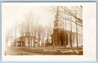 1914 Rppc Lyndonville York Ny M E Church Houses Marion Moore Newark
