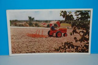 (m334) Vintage Color Postcard,  Rppc,  Model C Allis Chalmers Tractor
