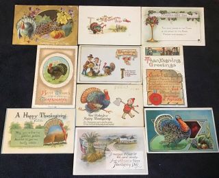 10 Old Antique Vintage Thanksgiving Postcard Post Cards 7