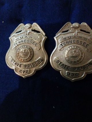 2 Tennessee State Prison Guard Metal Badges 272 334 3 " Long