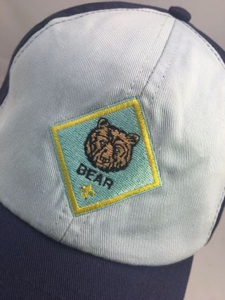 Boy Scouts Of America Blue Cub Scout Bear Patch Hat Cap Size S/m Fleur De Lis