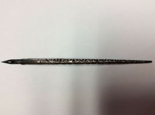 Antique Victorian Sterling Silver Repousse Fountain Dip Writing Pen Vintage Old