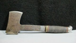 Vintage WESTERN FIELD U.  S.  A.  Leather Stacked Handle Hatchet Axe Mountain Find 2