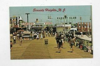 Vintage Chrome Postcard Boardwalk View Seaside Heights Nj R993