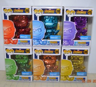 Funko Pop Marvel Avengers: Infinity War Walmart Thanos Chrome Set Of 6 In Hand