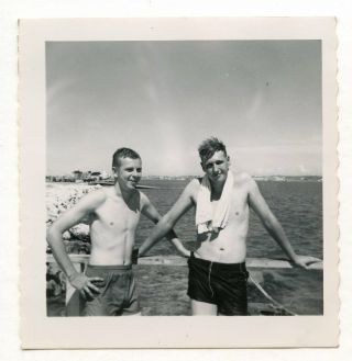 16 Vintage Photo Swimsuit Soldier Buddy Boys Men Beach Snapshot Gay