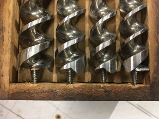 Antique Spur Auger Bit Set.  Russell Jennings,  in a 3 tiered box. 6
