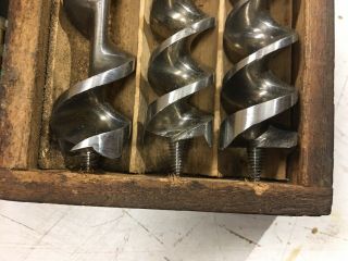 Antique Spur Auger Bit Set.  Russell Jennings,  in a 3 tiered box. 7