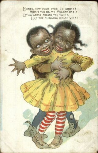 Black Americana - Buster Brown Characters C1910 Tuck Valentine Postcard