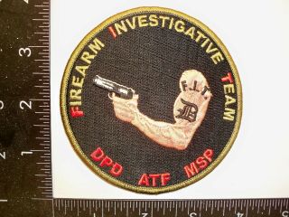 Vintage Federal Atf Detroit,  Mi Police Fit Patch Msp Dpd Michigan Gang Gun Tf