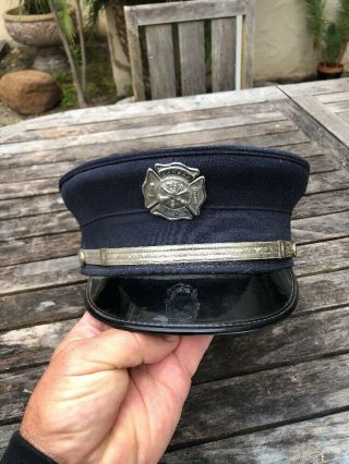 Vintage Fire Dept Firemans Dress Hat / Badge Antique Fd Department Cap Mahwah