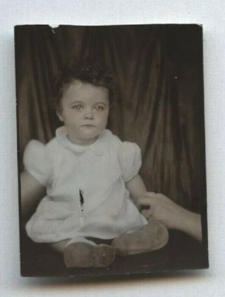 Vintage Color Tinted Photobooth Baby Hidden Mother Photo Disembodied Hand