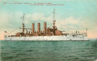 Battleship Georgia C - 1908 Navy Military Great White Fleet Mitchell Postcard 8989