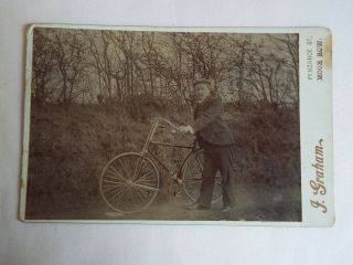 Antique Cabinet Card Of A Gentleman And His Bicycle