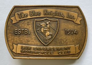 The Blue Knights Inc.  Law Enforcement Motorcycle Club Police Brass Belt Buckle
