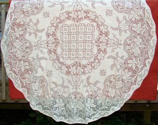 Vintage Quaker Lace Style Tablecloth Approximately 72 " Round