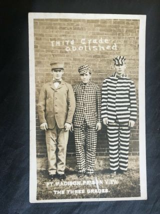 Fort Madison,  Iowa - Vintage Postcard Reall Photo Rppc Prison Three Grades (2a)