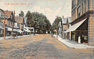 Liberty Ny North Main Street - Dirt Road - Storefronts - Hillig Publ Postcard 1910 Pmk
