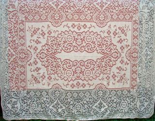 Vintage Quaker Lace Style Tablecloth Approximately 56 " X 94 "