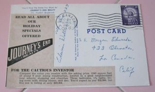 1961 Postcard La Canada California Journey ' s End Realty Advertising Real Estate 2