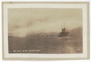 1908 Great White Military Fleet In San Francisco Bay,  Pillsbury Real Photo