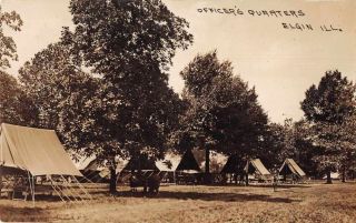 Elgin Illinois Officers Quarters Camp Scene Military Real Photo Pc Jh230208