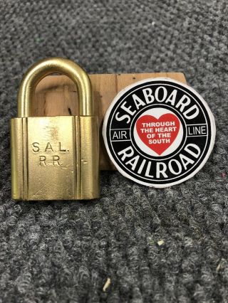 Rare Vintage Seaboard Airline Railroad Sal Solid Brass Lock No Key